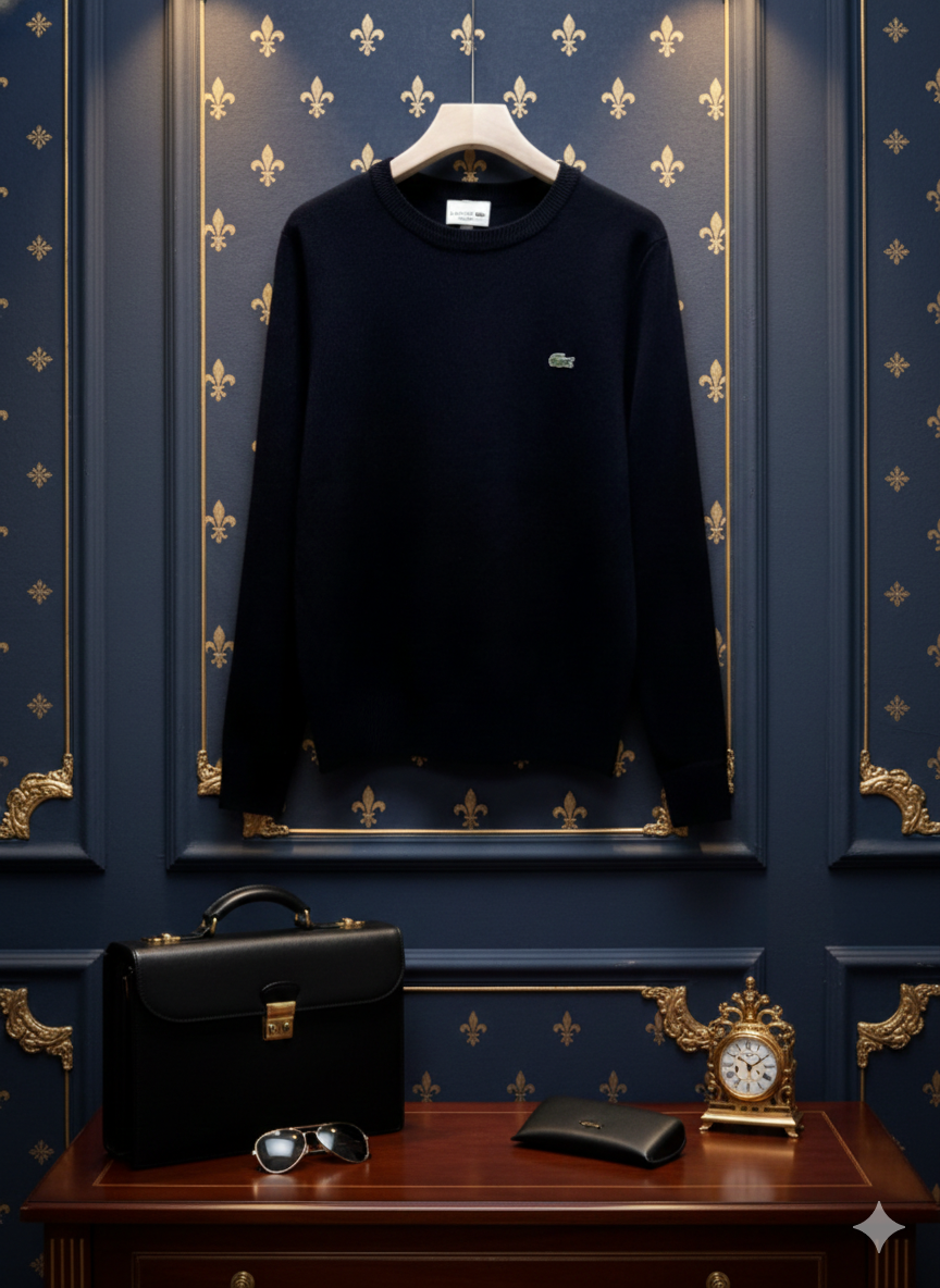 Classic Embroidered Crew Sweater Lacoste - Navy Blue